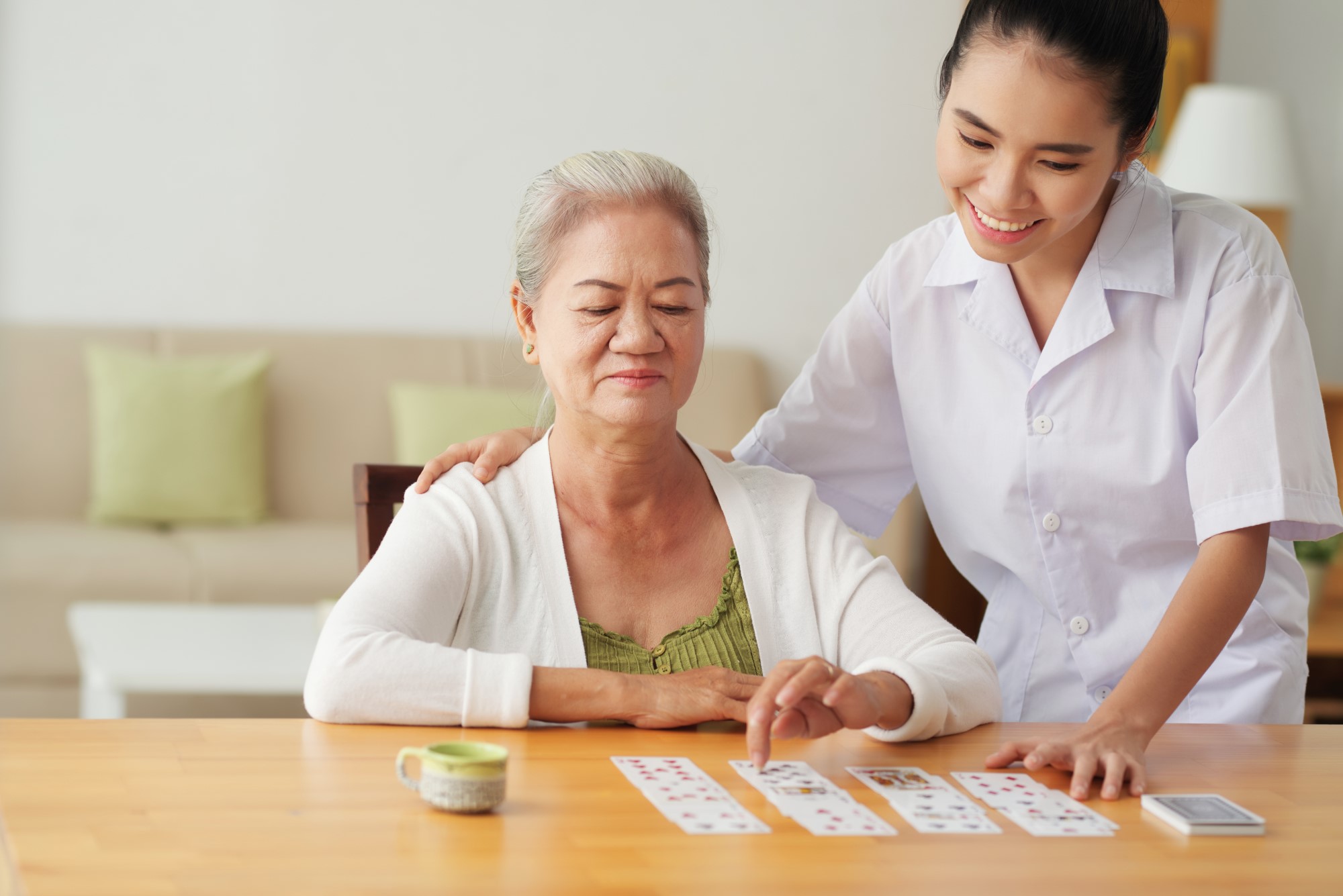 Skilled nursing care performed to help a patient with cognitive tests